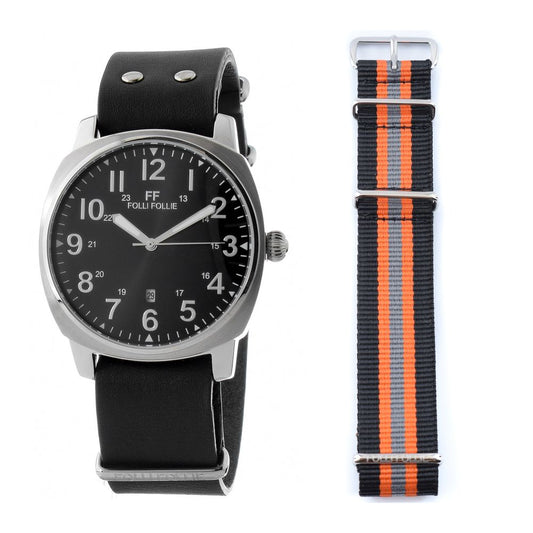 Black Leather Dress Watch