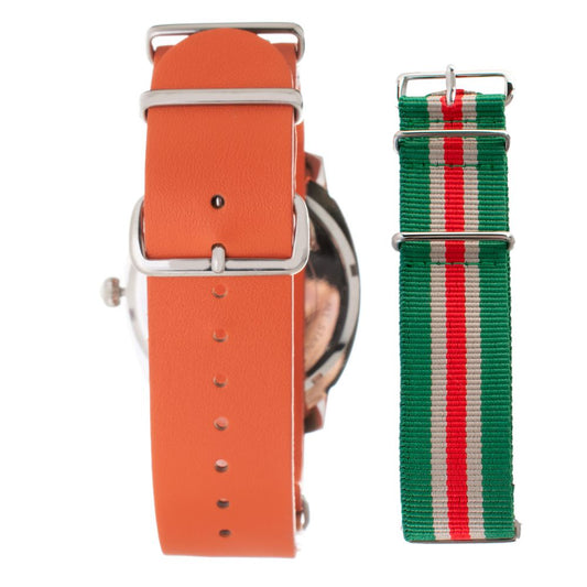 Orange Leather Dress Watch
