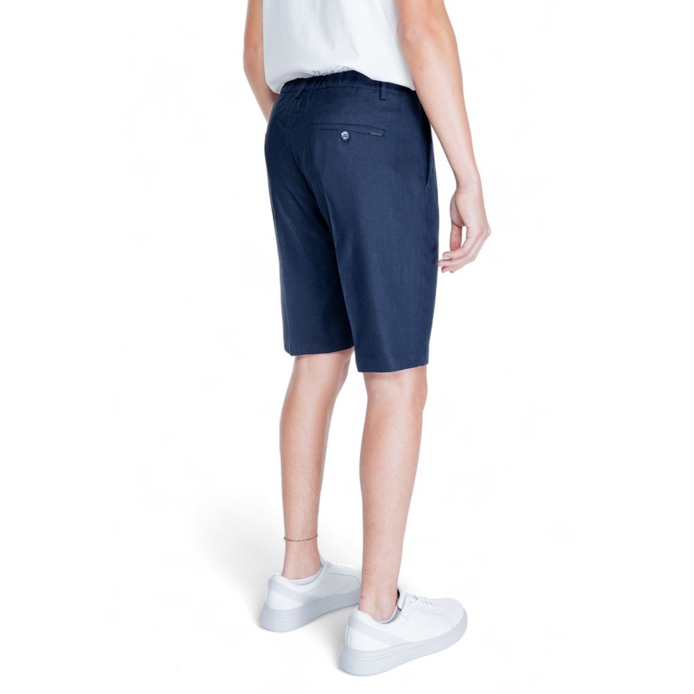Blue Linen Bermuda