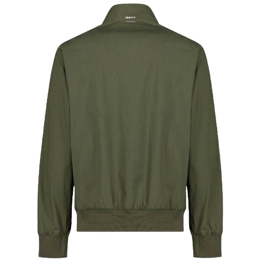 Green Cotton Men Bomber Jacket