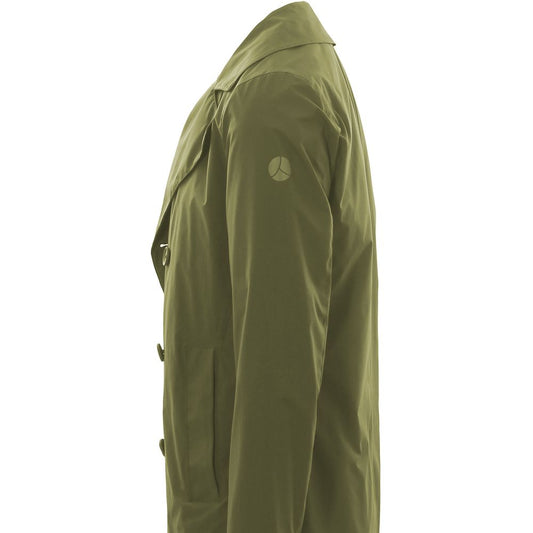 Green Recycled Polyester Men Trench Coat