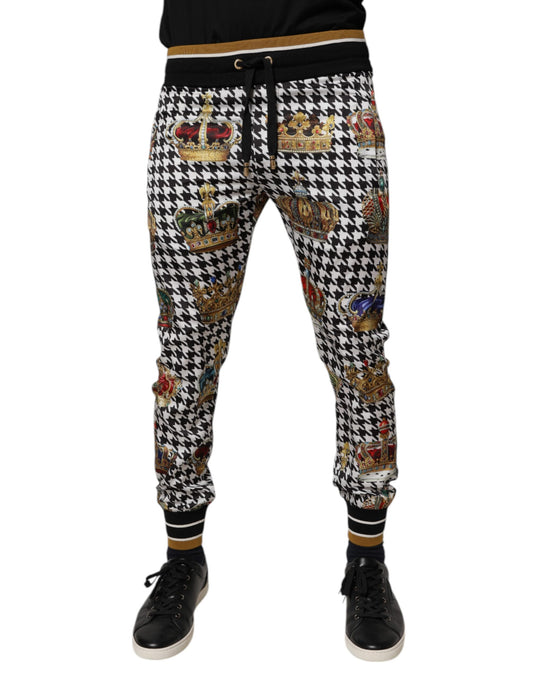 Multicolor Houndstooth Crown Men Sweatpants Pants