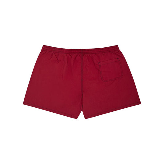 Red Polyester Swim Shorts