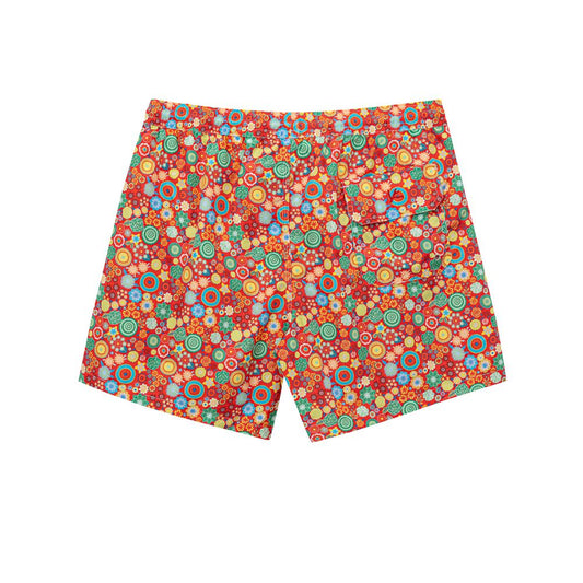 Red Polyester Swim Shorts