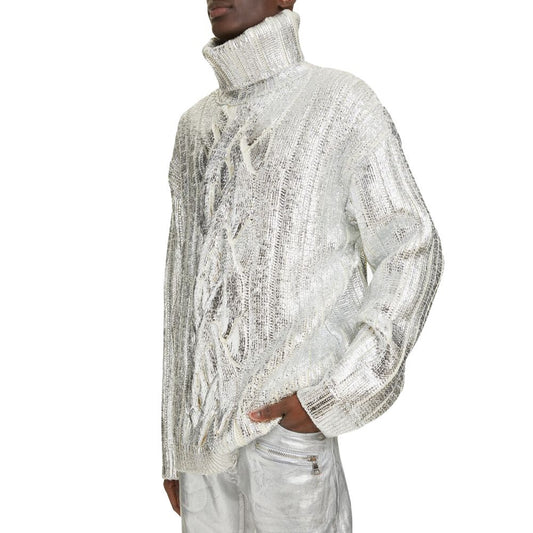 Brown Wool Men Turtleneck Sweater