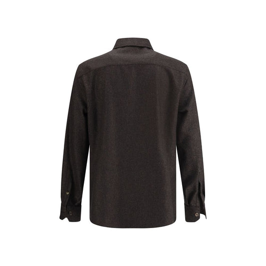 Brown Fleece Wool Pattern Shirt
