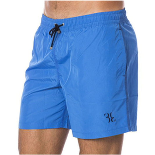 Blue Polyester Men's Swimwear Boxer