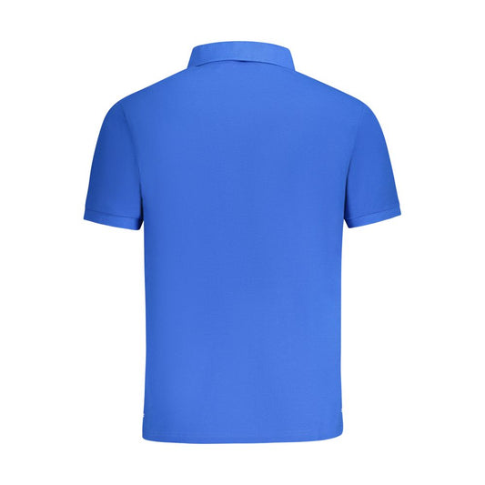 Blue Cotton Men Polo
