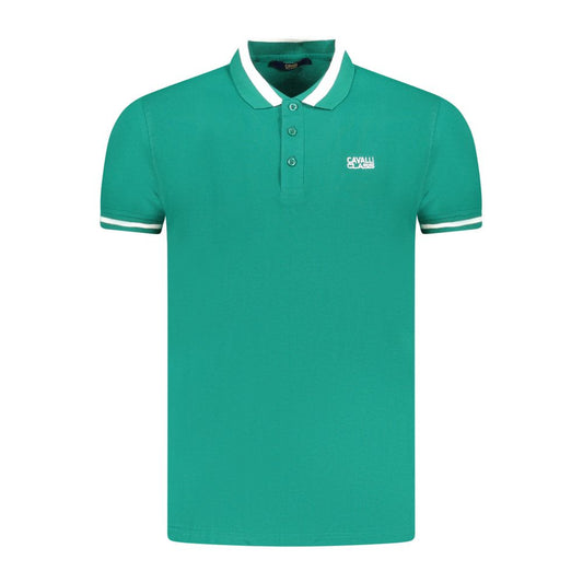 Green Cotton Men Polo Shirt