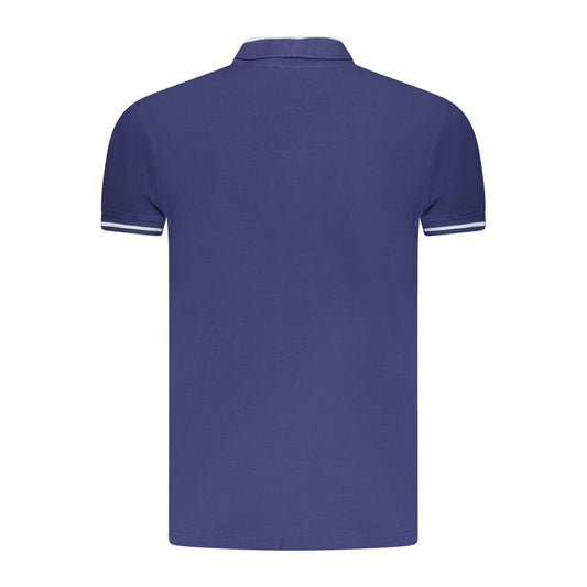 Blue Cotton Men Polo Shirt
