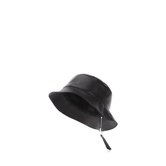 Black Calfskin Bucket Hat