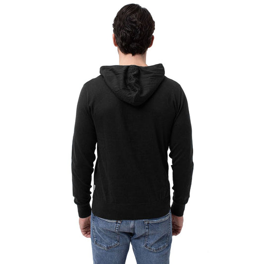 Black Cotton Men Hoodie