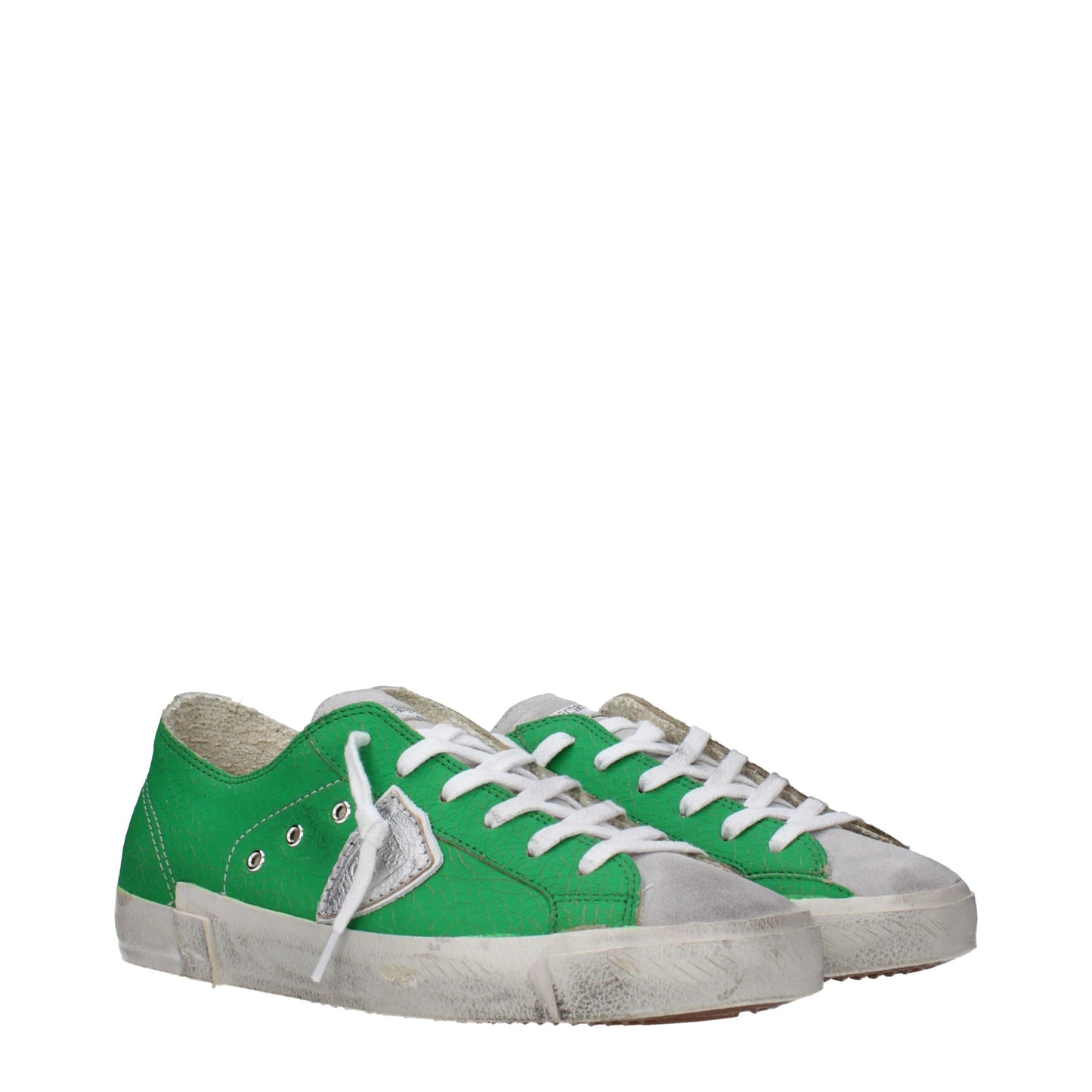 Green Leather Low Top Sneakers