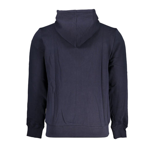 Blue Cotton Men Sweater with Hood