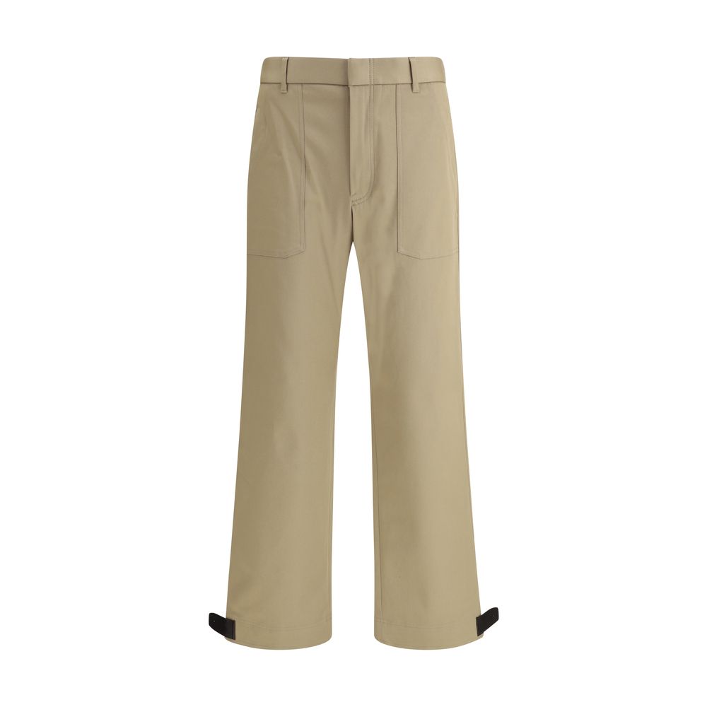 Beige Cotton Cargo Pants