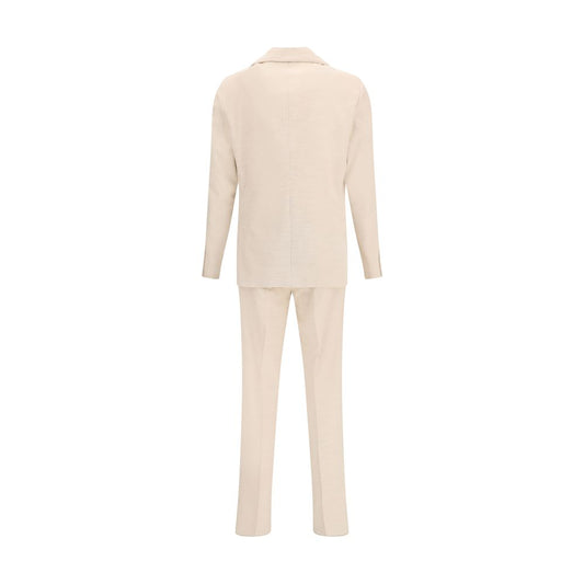 Beige Cotton Two-Piece Suit