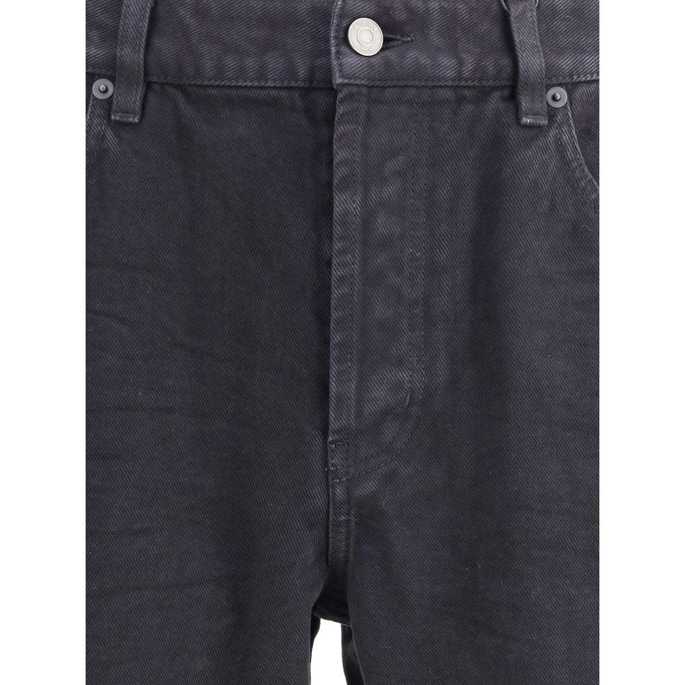 Black Cotton Straight-Leg Jeans