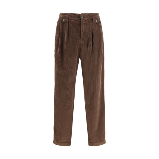 Brown Cotton Casual Pants