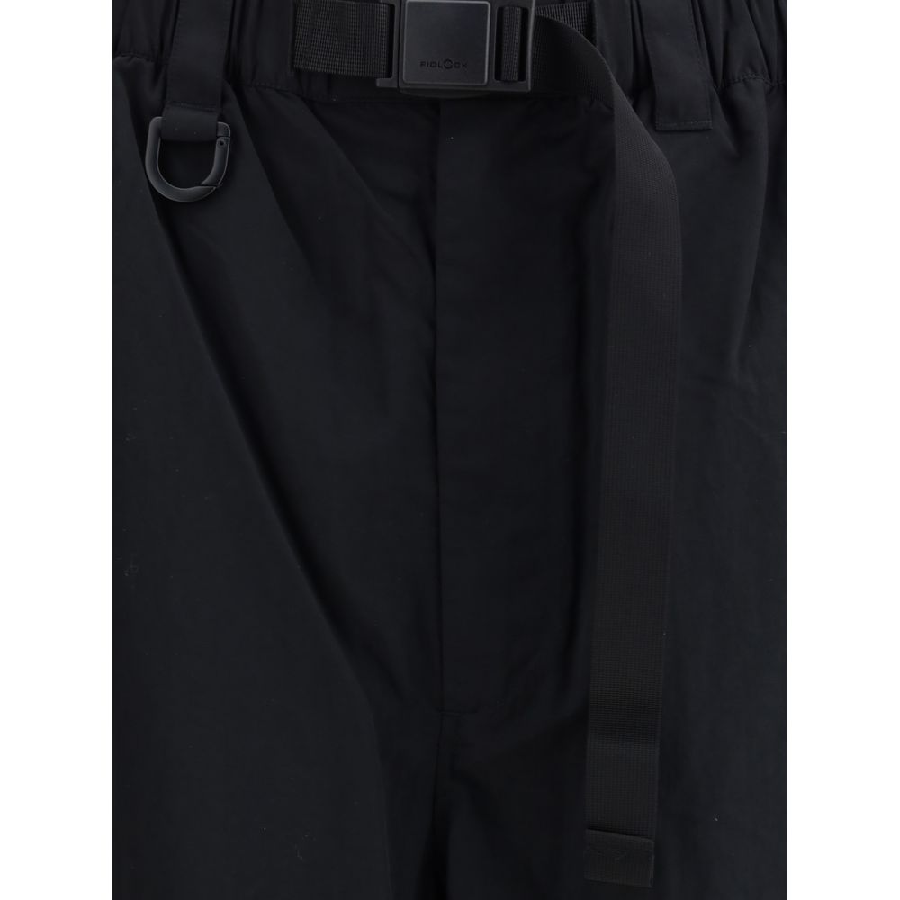 Black Nylon Casual Pants