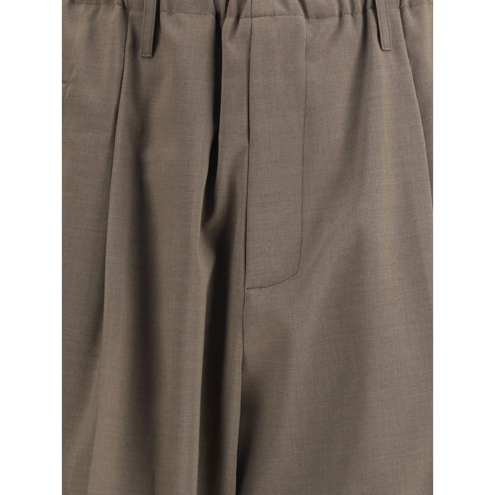 Brown Polyester Casual Pants