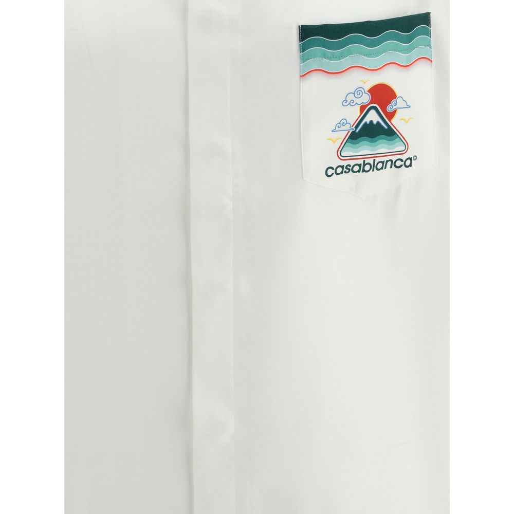 White Silk Pattern Shirt