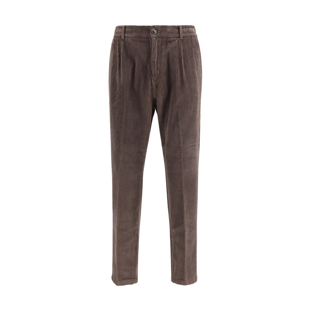 Brown Cotton Casual Pants