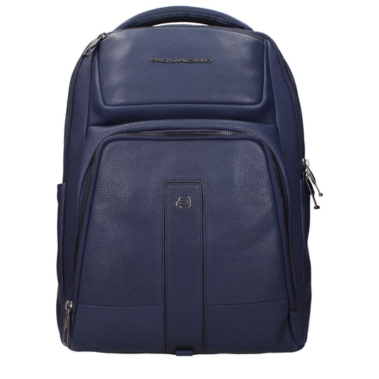 Blue Leather Backpack
