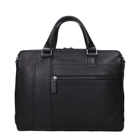 Black Leather Business And Laptop Bag