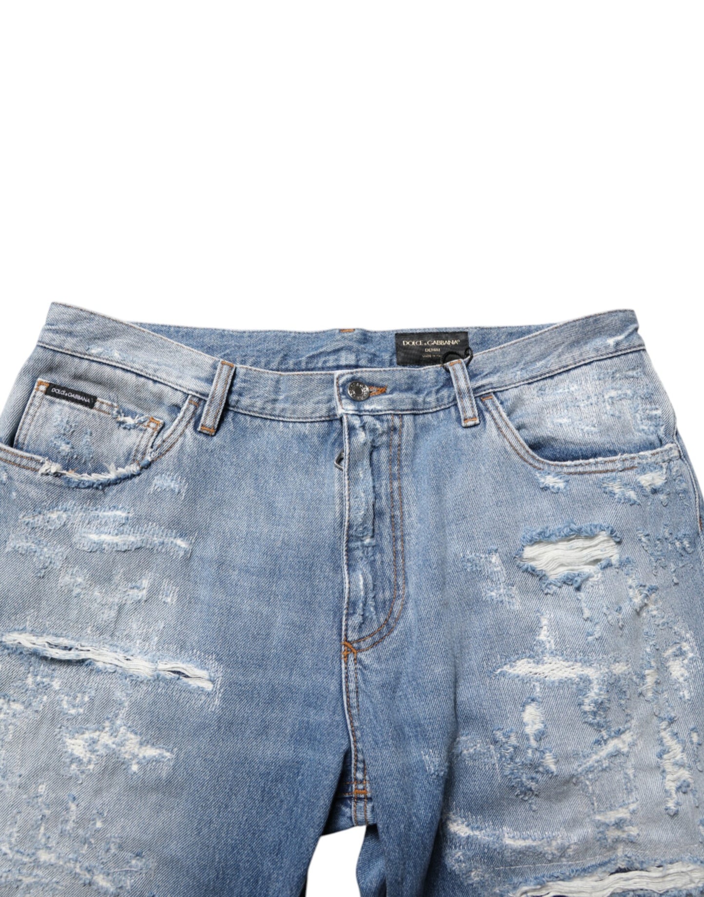 Blue Distressed Ripped Denim Trouser Jeans