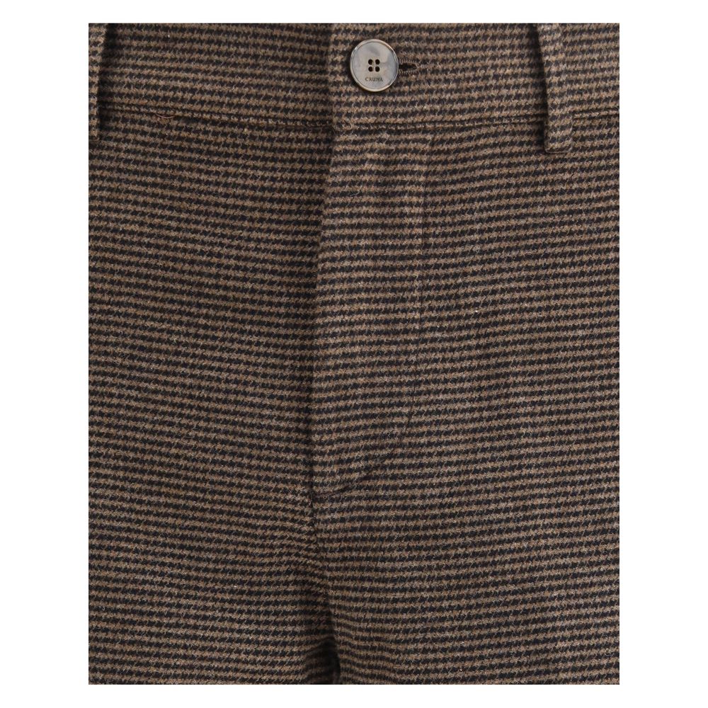 Brown Cotton Casual Pants