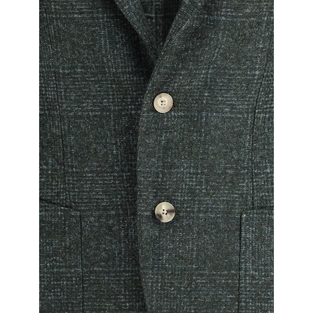 Green Fleece Wool Blazer