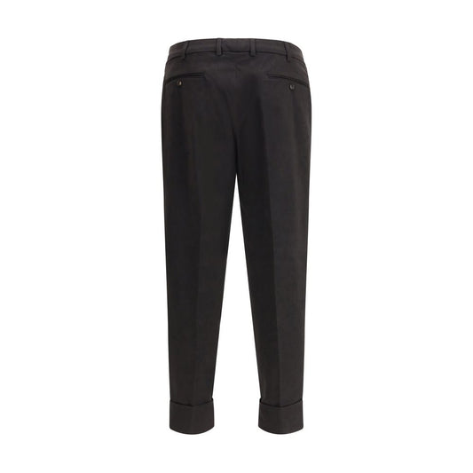 Black Cotton Casual Pants