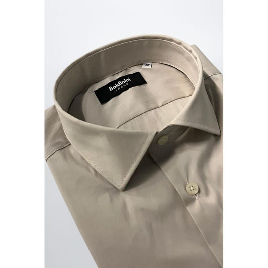 Beige Cotton Men Shirt