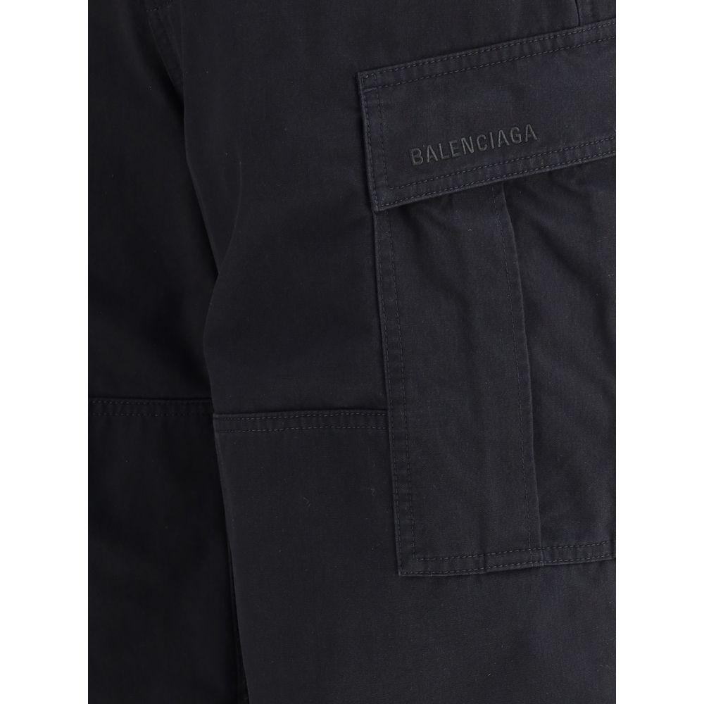 Black Cotton Cargo Pants