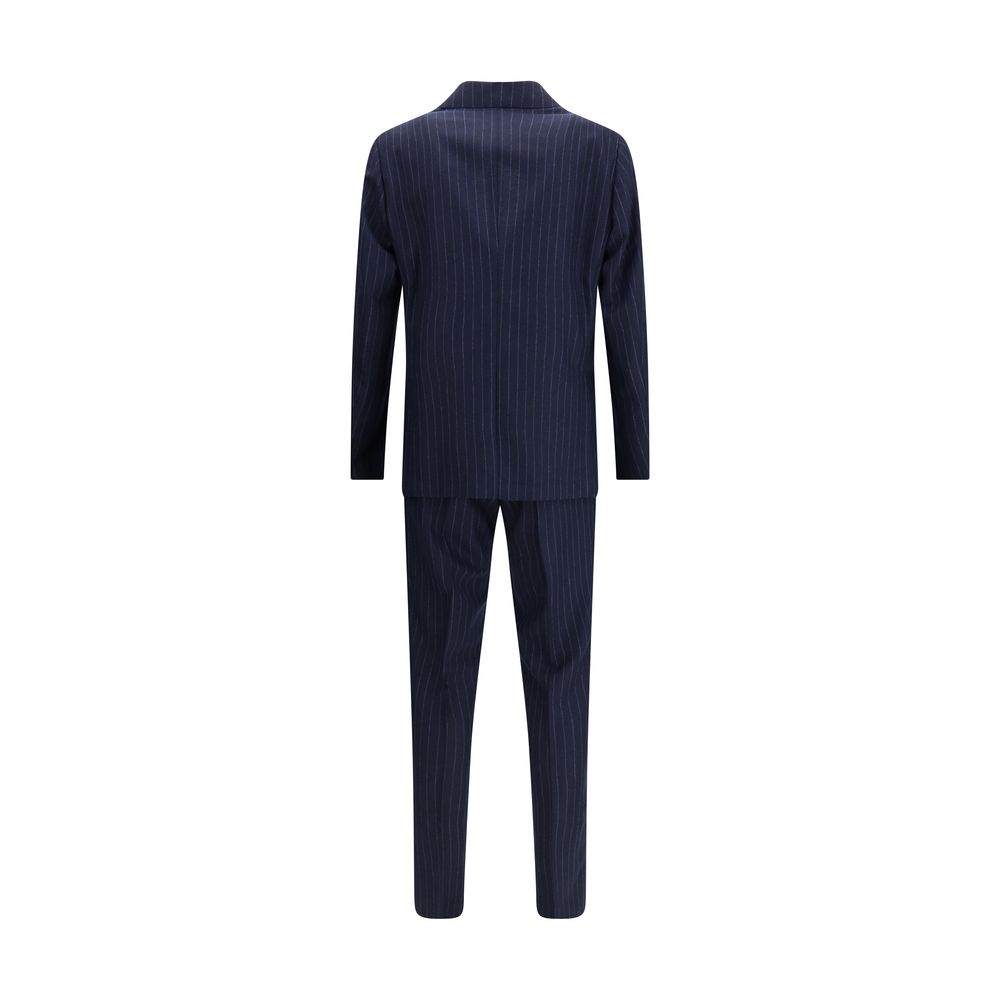 Blue Fleece Wool Two-Piece Suit