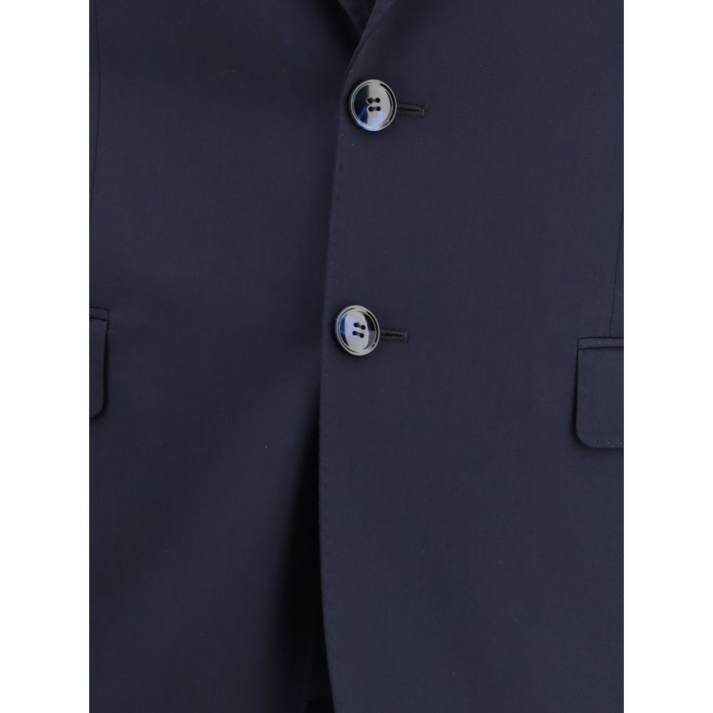 Blue Fleece Wool Two-Piece Suit