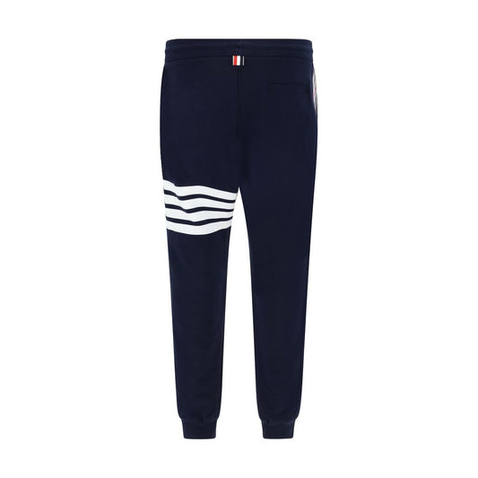 Blue Cotton Casual Pants