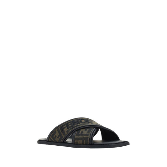 Black Calf Leather Bos Taurus Flat Sandals