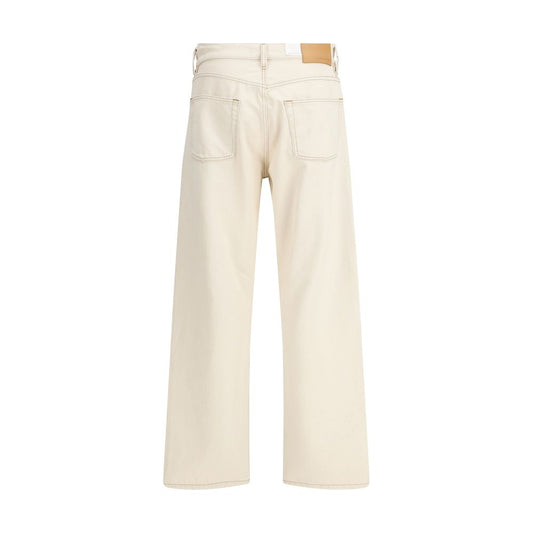 Beige Cotton Relaxed Fit Jeans