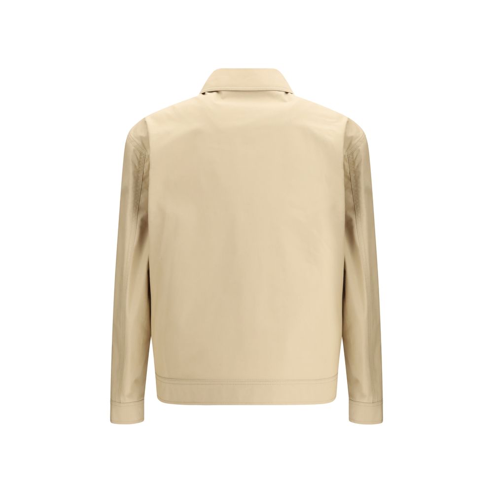 Beige Cotton Full-Length Jacket