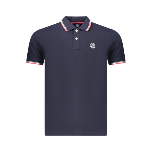 Blue Cotton Men Polo Shirt