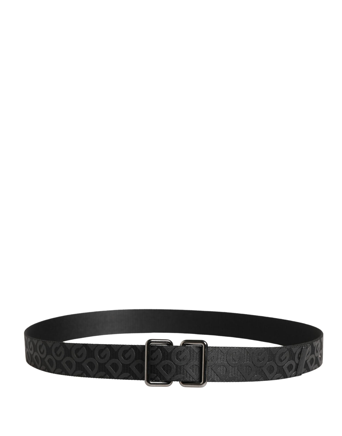 Black Logo Monogram Silver Metal Buckle Belt