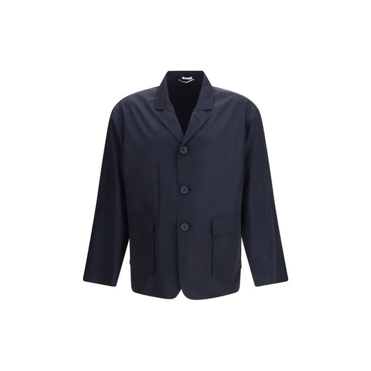 Blue Polyester Full-Length Jacket