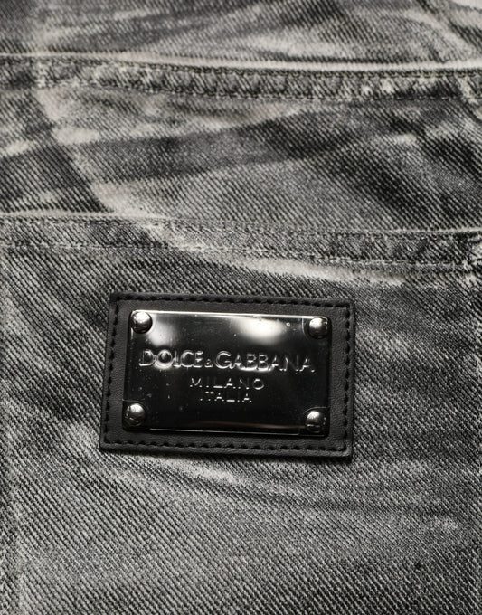 Grey Washed Mid Waist Straight Denim Jeans