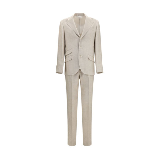 Beige Silk Two-Piece Suit