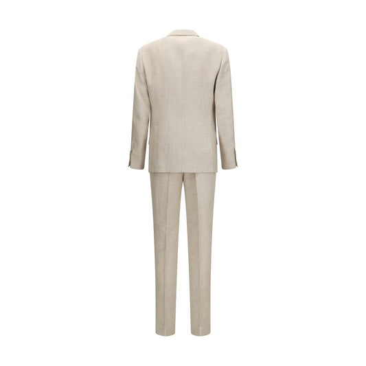 Beige Silk Two-Piece Suit