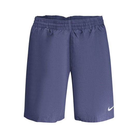 Blue Polyester Men's Swim Boxer