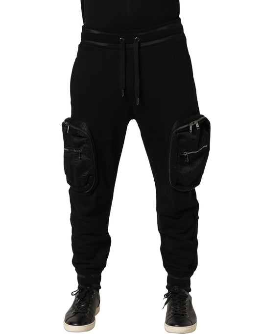 Black Mid Waist Cargo Jogger Sweatpants Pants