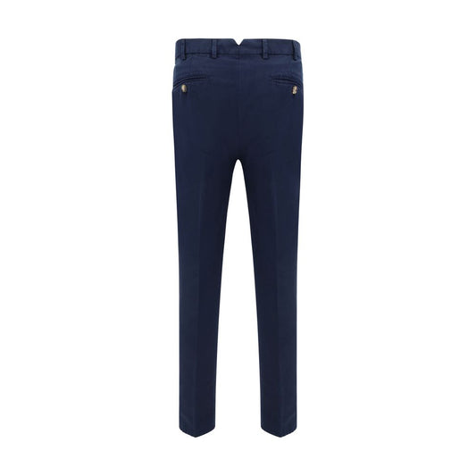 Blue Cotton Casual Pants