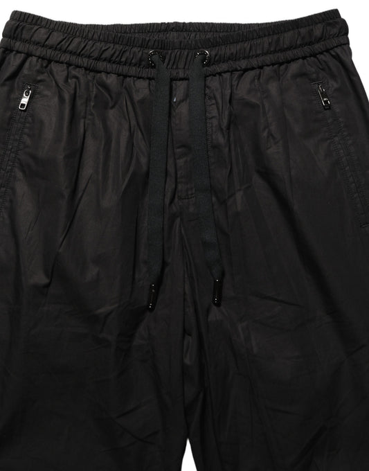 Black Cotton Mid Waist Jogger Sweatpants Pants
